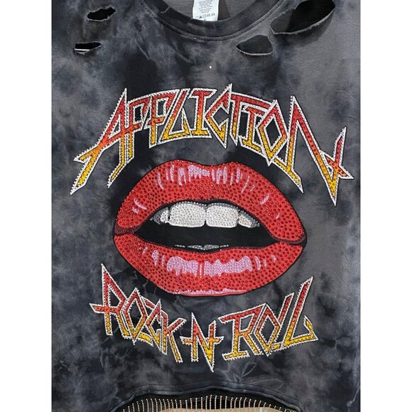 New Affliction Lips Rock N Roll Jeweled Beaded Fringe Size S/M - Picture 9 of 9